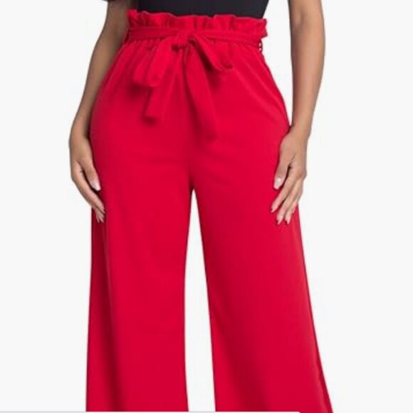 Brand New Women's Max Studio Red Paperbag Waist Pants - Picture 8 of 14